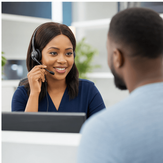 Customer care agent providing healthcare support