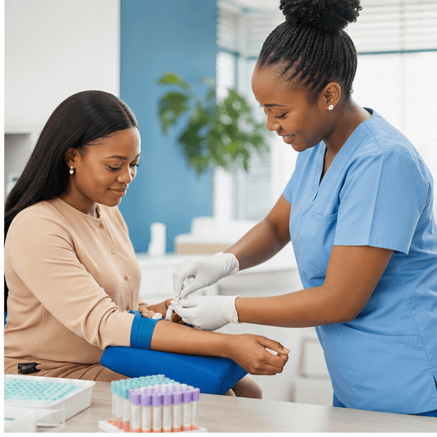 Healthcare worker receiving a lab sample